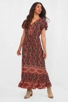 Floral Boho Border Print Dress