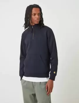 Carhartt-WIP Chase Neck Zip Sweatshirt - Dark Navy Blue/Gold