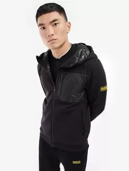 Barbour International Racer Hooded Quilted Zip Thru Sweat, Black, Size L, Men