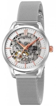 Festina Womens Automatic Skeleton Steel Mesh Bracelet Watch