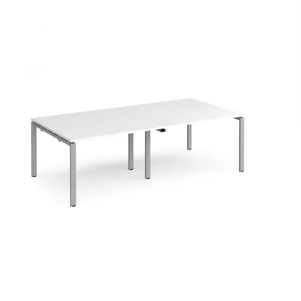 Adapt Rectangular Office Boardroom Silver Frame Meeting Table - 2400mm - white