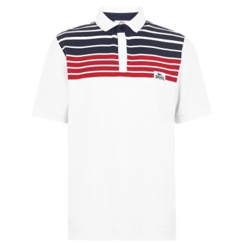 Lonsdale Yarn Dye Stripe Polo Shirt Mens - White/Navy/Red