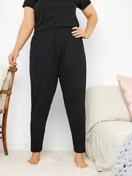 Yours Tapered PJ Pant - Black, Size 38-40, Women