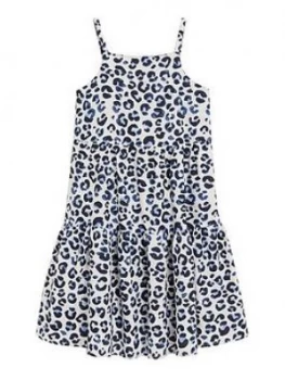 Mango Girls Strappy Leopard Print Maxi Dress - White