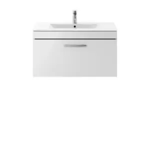 Nuie Athena 800 Wall Hung Single Drawer Vanity & Minimalist Basin - Gloss Grey Mist