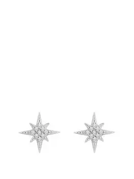 Simply Silver Sterling Silver 925 Cubic Zirconia North Star Stud Earring