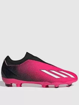 adidas Junior X Laceless Speed Form.3 Firm Ground Football Boot, Pink, Size 10