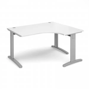 TR10 Deluxe Right Hand Ergonomic Desk 1400mm - Silver Frame White Top