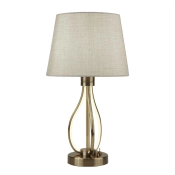 Searchlight Vegas - 1 Light Table Lamp Antique Brass, Grey Shade, E27