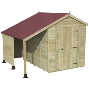 Forest Garden Timberdale 6 x 8ft Double Door Apex Shed & Log Store with Assembly