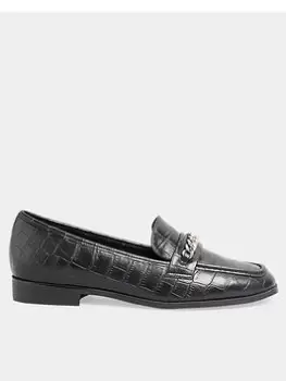 Long Tall Sally Hardware Trim Loafer Black Croc, Black, Size 9, Women