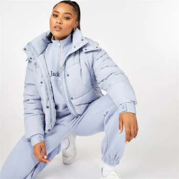 Jack Wills Eco Cropped Puffer Jacket - Soft Blue