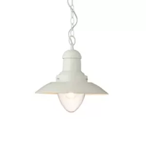 Polperro Single Pendant Ceiling Lamp, Gloss Cream, Glass