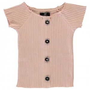 Firetrap Rib Bardot Top Junior Girls - Lotus Pink