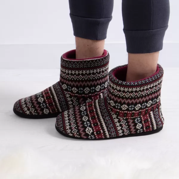 totes Fair Isle Boot Slippers MultiColoured