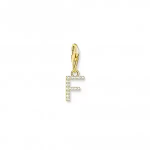 Charmista White Gold Plated Zirconia Letter F Charm Pendant 1969-414-14