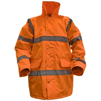 Hi-Vis Orange Motorway Jacket with Quilted Lining - XX-Large