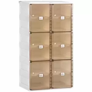 HOMCOM Plastic Portable Shoe Storage Cabinet White And Brown