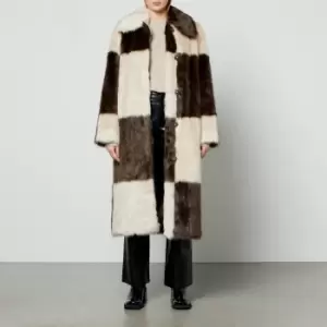 Stand Studio Nino Checked Faux Fur Coat - FR 36/UK 8