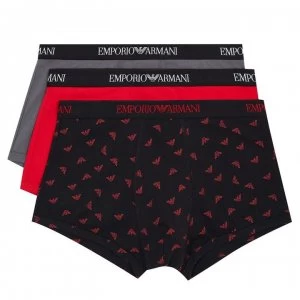 Emporio Armani 3 Pack Trunks Black/Grey/Red Size L Men