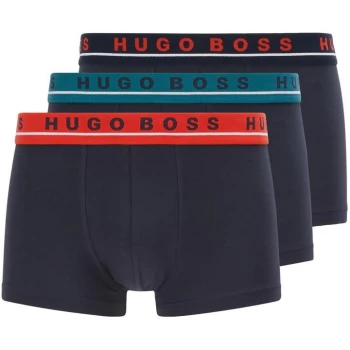 Hugo Boss 3 Pack Logo Boxer Trunks Red/Navy/Green Size L Men