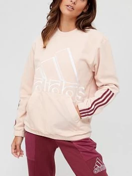 adidas Brand Love Polarfleece Half Zip Sweat - Blush, Blush, Size S, Women