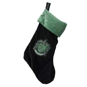 Slytherin Harry Potter Fleece Christmas Stocking Woven Badge 47x30cm