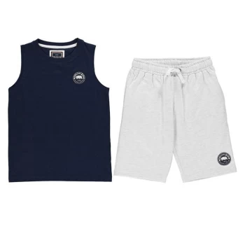 SoulCal Signature Pyjama Short Set Junior Boys - Ice Marl/Navy