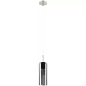 Pendant Light Satin Nickel Shade Black Transparent Glass Vaporized E27 1x15W