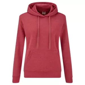 Fruit Of The Loom Ladies Lady Fit Hooded Sweatshirt / Hoodie (L) (Heather Red)