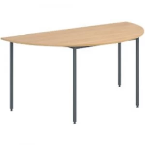 Dams International Semi Circular Meeting Room Table with Oak Coloured MFC Top and Graphite Frame Flexi 1600 x 800 x 725mm