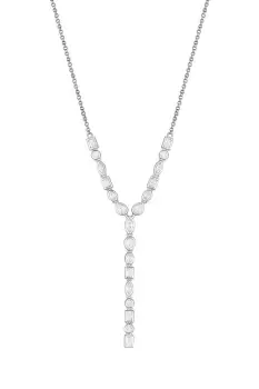 Sterling Silver 925 Cubic Zirconia Besel Stone Y Lariat Necklace