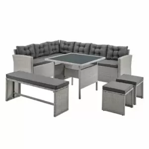 Two Tone Grey Rattan Dark Grey 6pcs corner