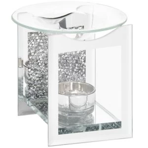 Mirrored Glass Silver Crystal Oil Burner By Lesser & Pavey