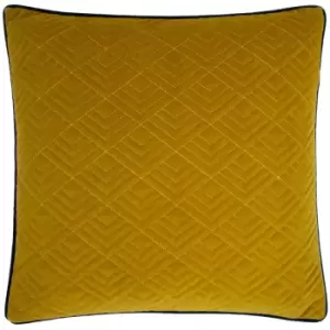 Deco Velvet Cushion Mustard/Navy, Mustard/Navy / 50 x 50cm / Polyester Filled