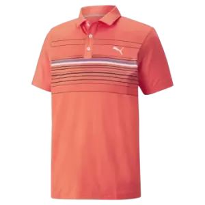 Puma 2022 Mattr Canyon Polo - Hot Coral/Bright Cobalt - L