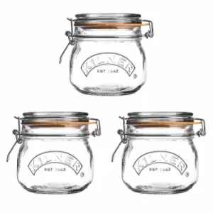 Kilner Set Of 3 Clip Top Round Jar 0.5L