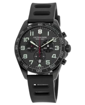 Victorinox Swiss Army Fieldforce Sport Grey Chronograph Dial Black Rubber Strap Mens Watch 241891 241891