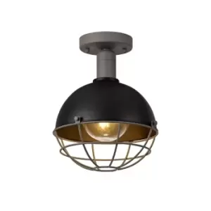 Ceiling, 1 Light E27, IP65, Matt Black, Grey