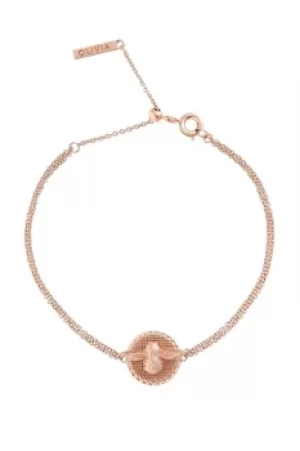 Ladies Olivia Burton Rose Gold Plated 3D Bee Disc Chain Bracelet OBJ16AMB23