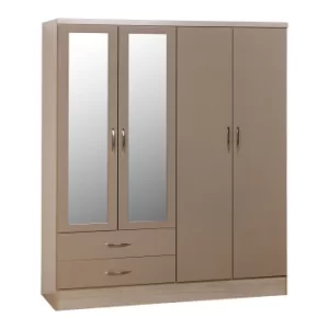 Nevada 4 Door Mirrored Wardrobe Oyster