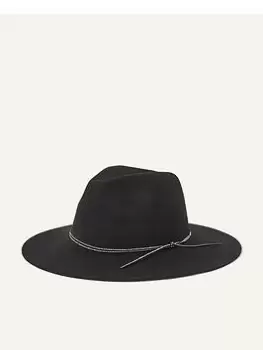 Accessorize Wool Fedora Sparkle Trim Hat, Black, Women