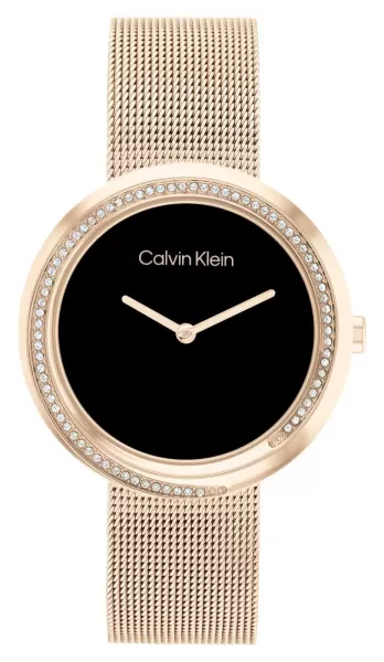 Calvin Klein 25200151 Womens Black Dial Rose Gold Tone Watch