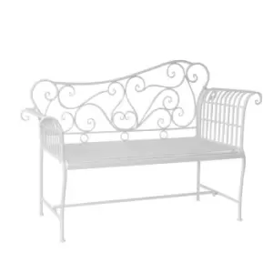 Outsunny Garden Chair 2 Seater Metal Bench Patio Furniture Shabby Loveseat White