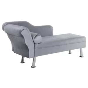 HOMCOM 62" Chaise Lounge Sofa Designer Retro Vintage Style Sofa Day Bed With Bolster Cushion-Grey