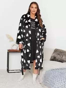 Yours Heart Shawl Collar Robe - Black