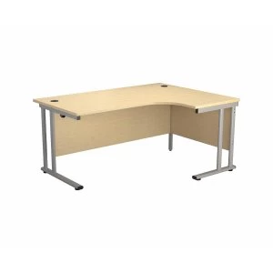 TC Office Start Silver Cantilever Frame Right Hand Crescent Desk 1600x1200mm, Maple