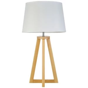 Premier Housewares Brett Table Lamp Wood / Fabric Shade