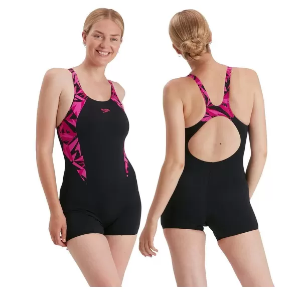 Speedo Hyperboom Splice Muscleback Legsuit Black/Pink 30"