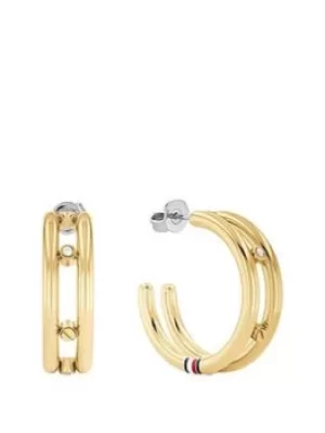 Tommy Hilfiger 2780615 Ladies Hardware Gold Tone Hoop Earrings